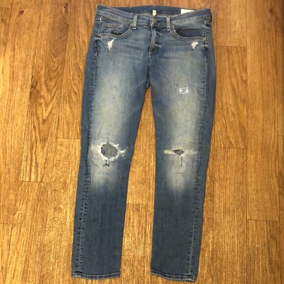 Rag & Bone Gunner Distressed Light Wash Capri Jeans Size 29 - Picture 3 of 13